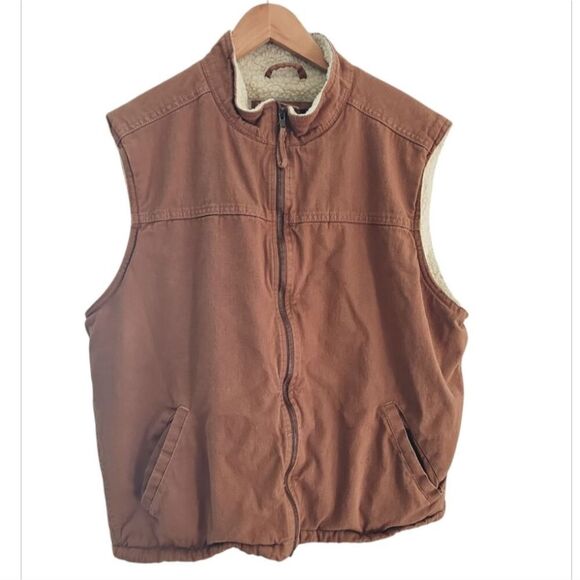 Canyon Guide Cotton Canvas Sherpa Lined Outdoor Workwear Barn Vest Sz XL - Picture 1 of 13